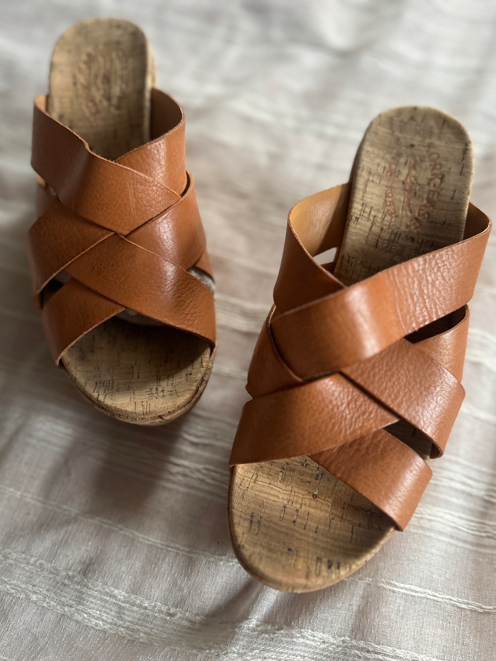 Kork-Ease Women's Tan Leather Wedge Sandals